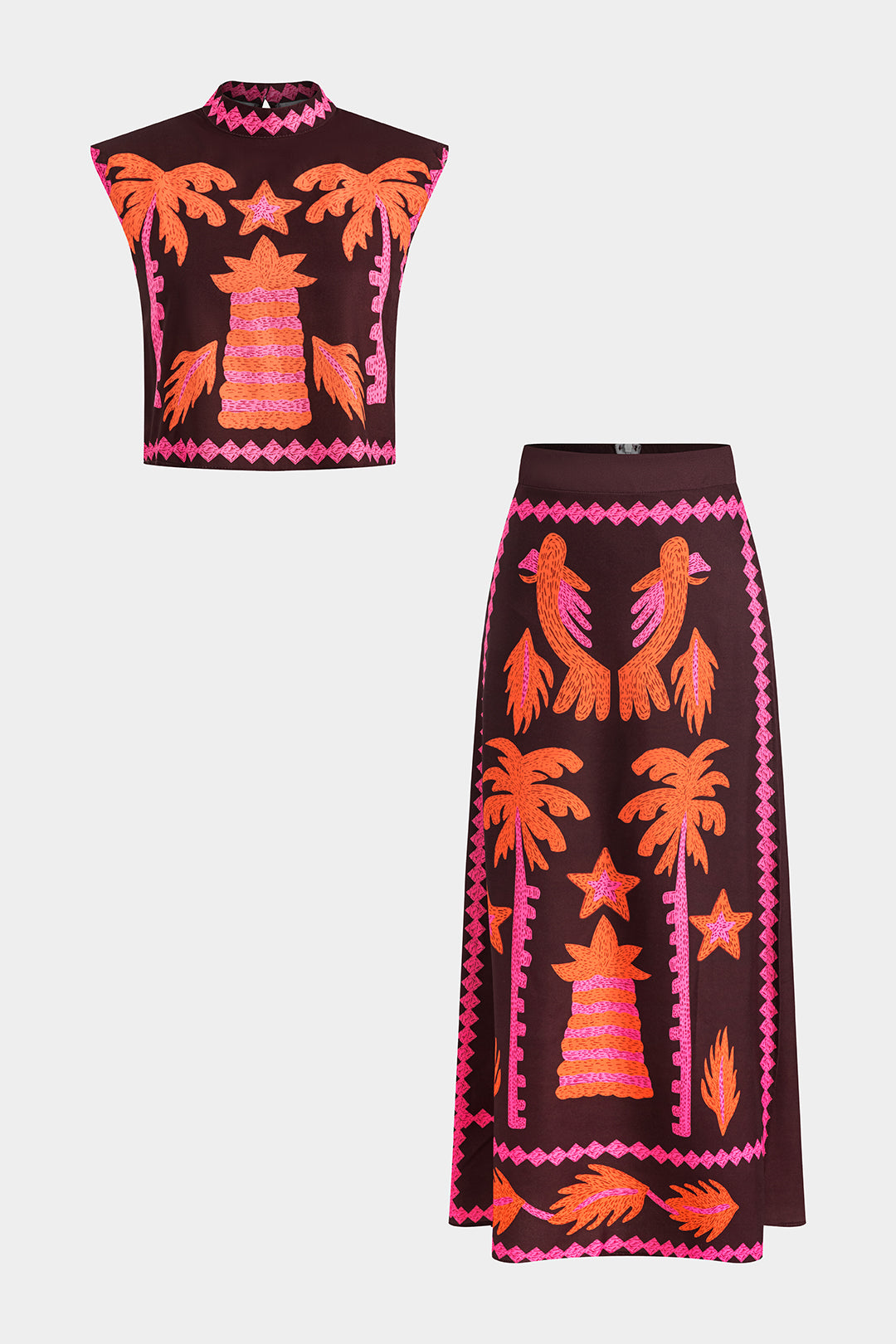 Sloan Conjunto de Top e Saia Recortada Coconut Palm