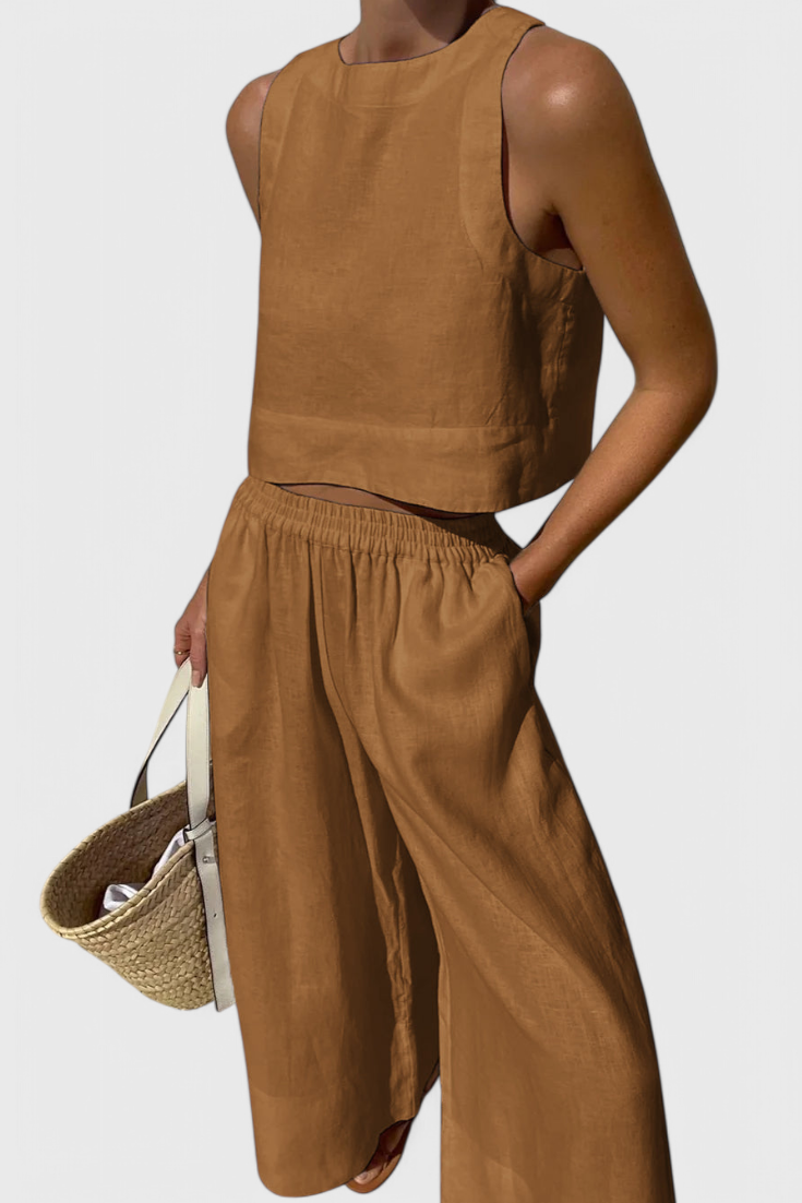 Avelina Conjunto Minimalista em Algodão e Linho Leve