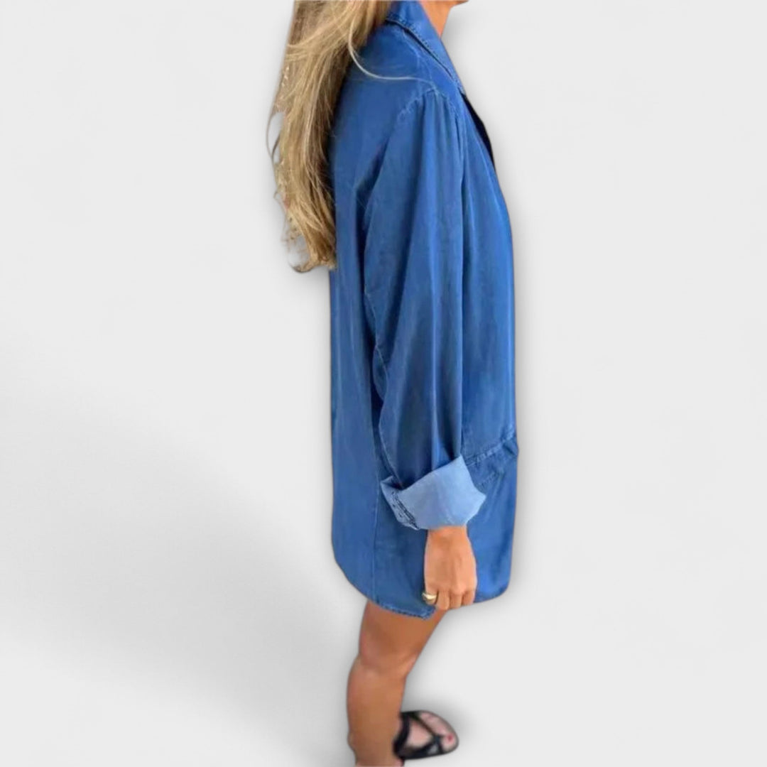 Elina™ - Casaco de Ganga com Corte Blazer