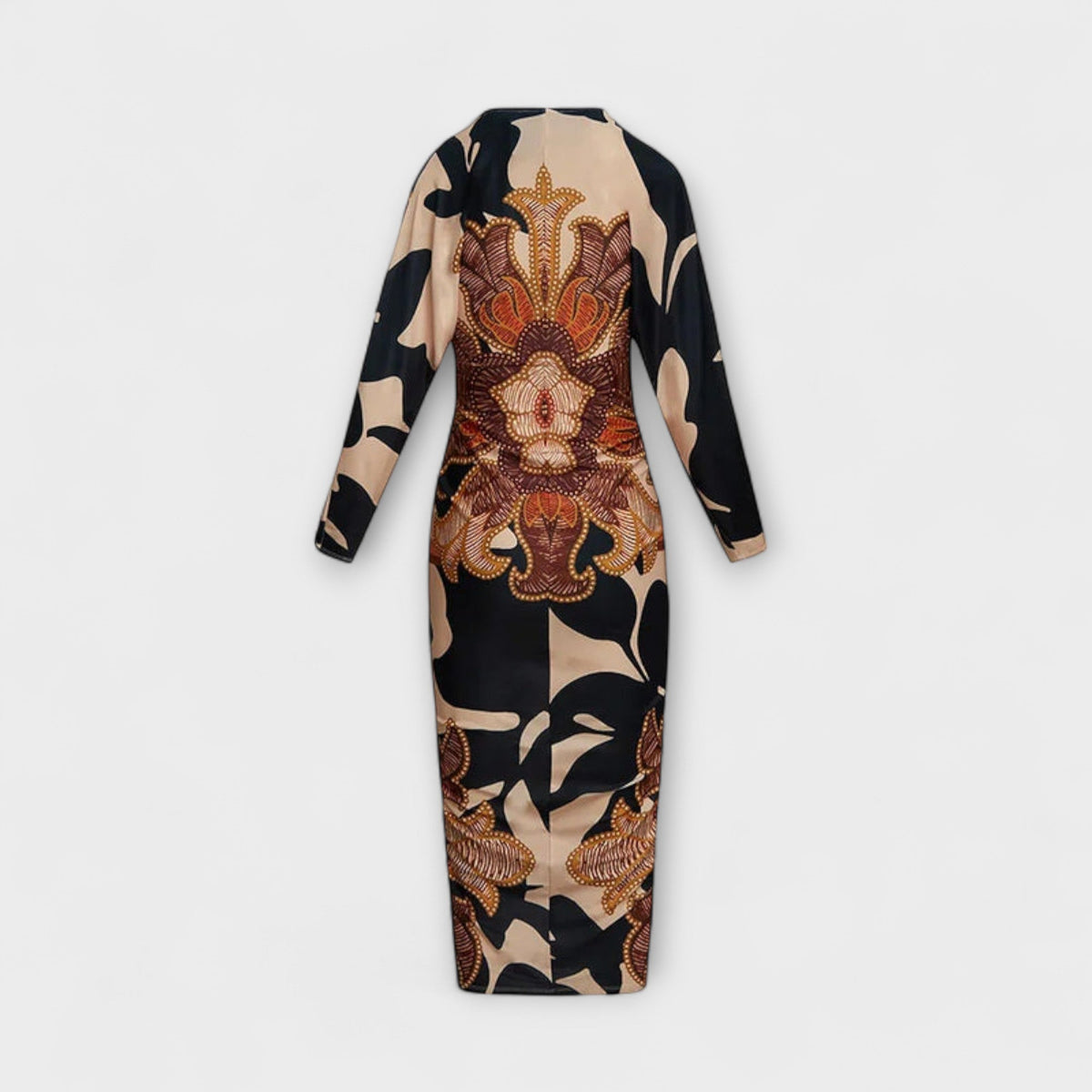 Cleo - Vestidos Midi Únicos com Mangas Dolman e Estampado Brasileiro