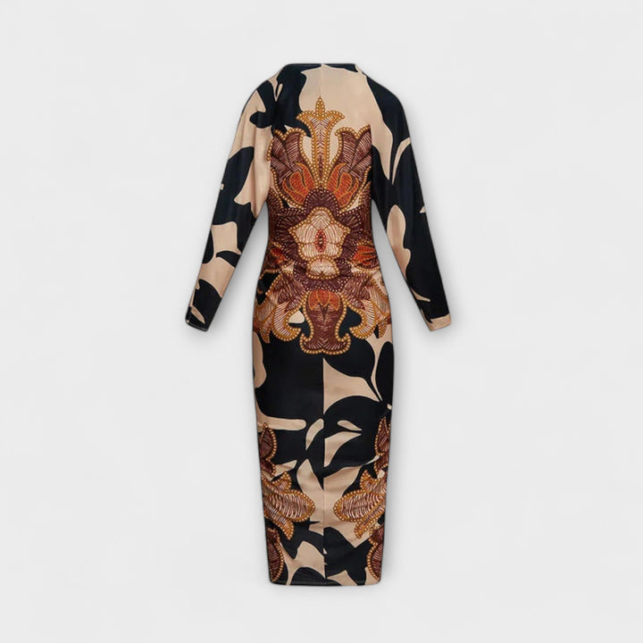 Cleo - Vestidos Midi Únicos com Mangas Dolman e Estampado Brasileiro