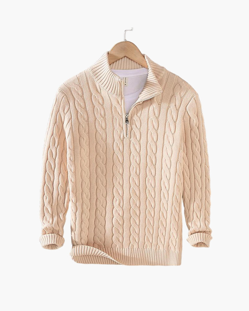 Camisola de Malha Entrançada com Fecho