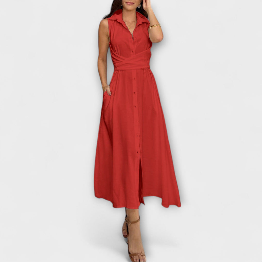 Mira - Vestidos Midi Impressionantes com Fecho Monocromático e Detalhe de Laço