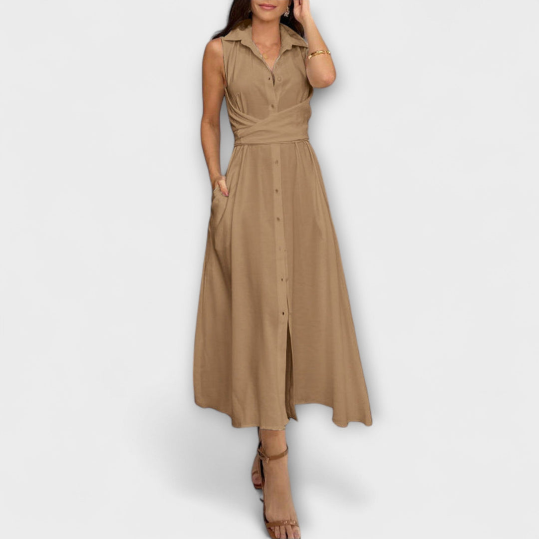 Mira - Vestidos Midi Impressionantes com Fecho Monocromático e Detalhe de Laço