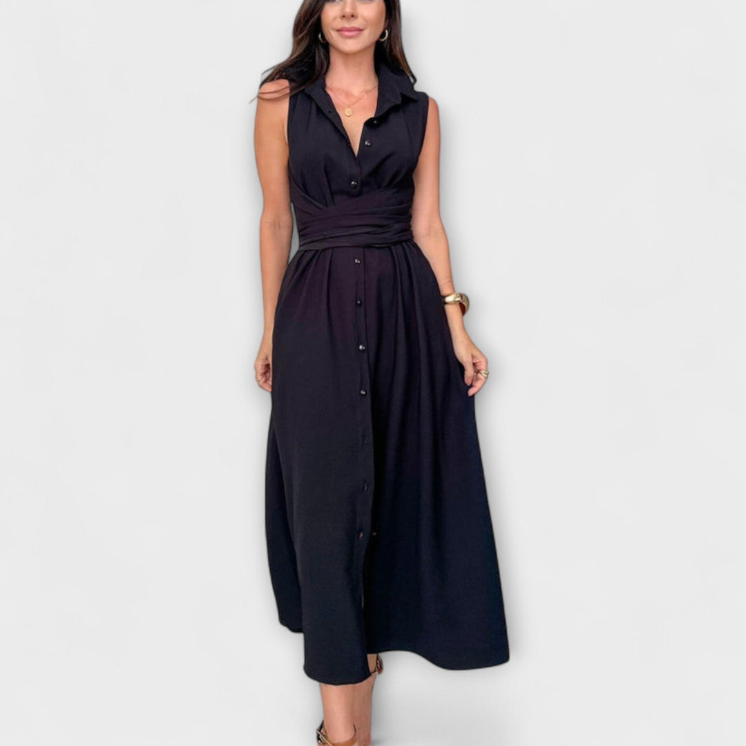 Mira - Vestidos Midi Impressionantes com Fecho Monocromático e Detalhe de Laço