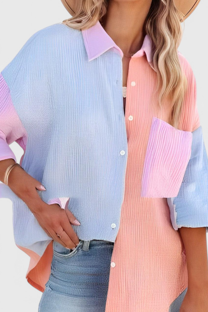 Juniper Blusa de Botões em Bloco de Cor