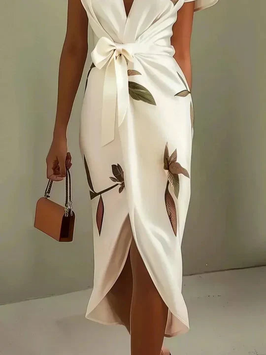 Elisa™ | Vestido Cruzado Elegante com Estampado Floral