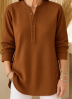 Elise - Camisola de Malha Lisa com Mangas Compridas