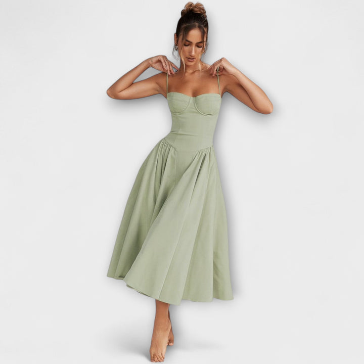 Rosalie - Vestido Elegante com Espartilho sem Mangas