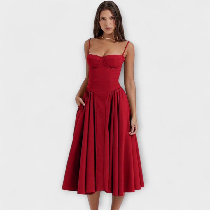 Rosalie - Vestido Elegante com Espartilho sem Mangas