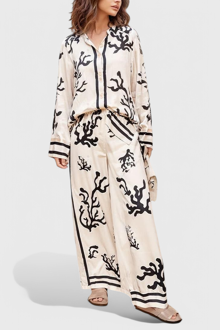 Nazaret Conjunto de Perna Larga com Estampado Artístico