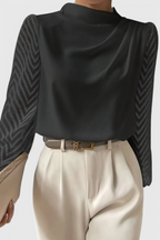Zaraa Blusa Elegante de Manga Transparente