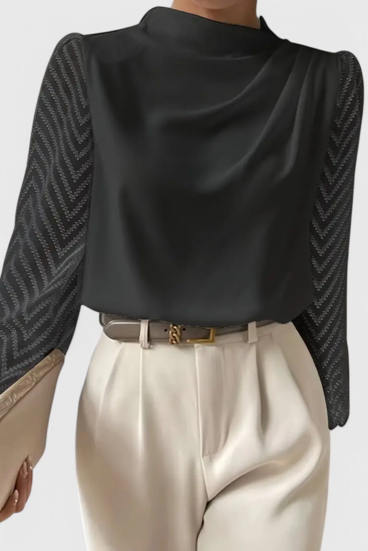 Zaraa Blusa Elegante de Manga Transparente