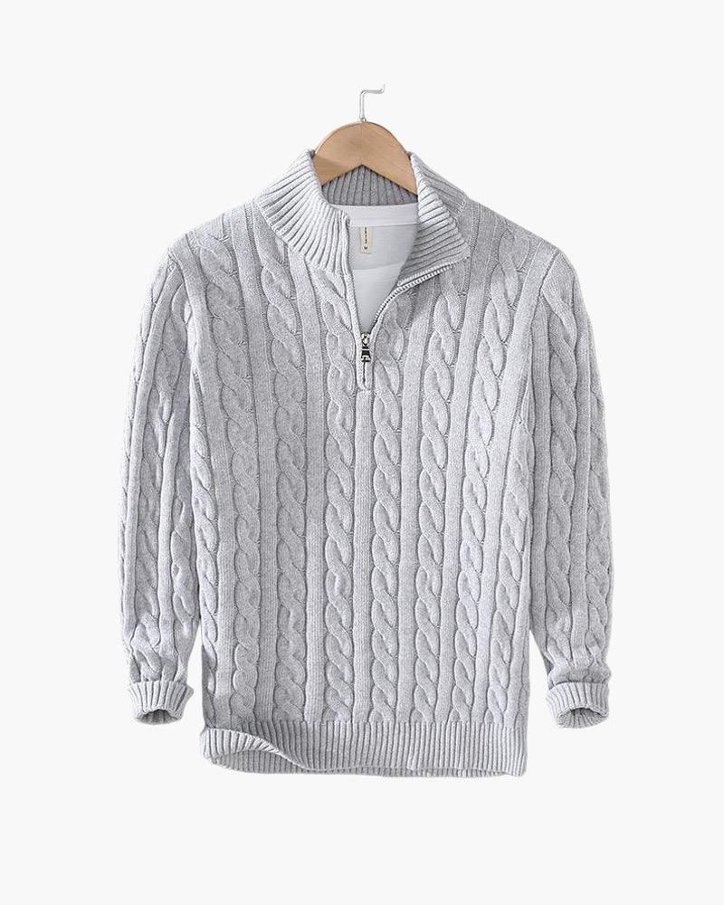 Camisola de Malha Entrançada com Fecho