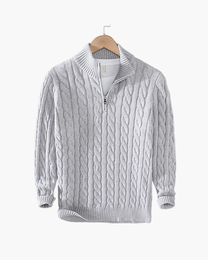 Camisola de Malha Entrançada com Fecho