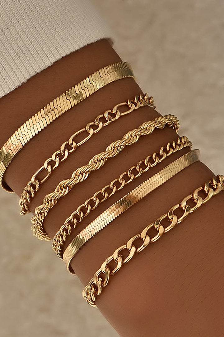 Conjunto de Pulseiras de Corrente Cubana de 6 Peças