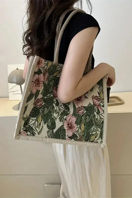 Taila Mala de Juta com Estampado Floral e Design Ecológico