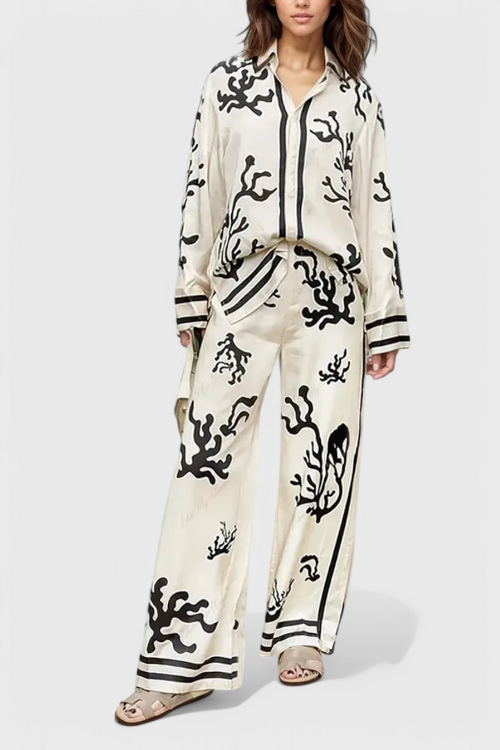 Nazaret Conjunto de Perna Larga com Estampado Artístico