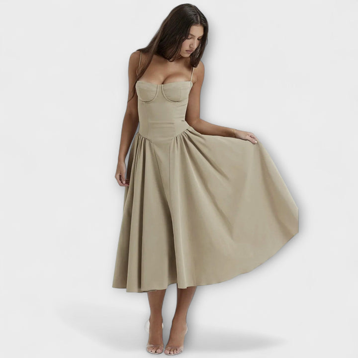 Rosalie - Vestido Elegante com Espartilho sem Mangas