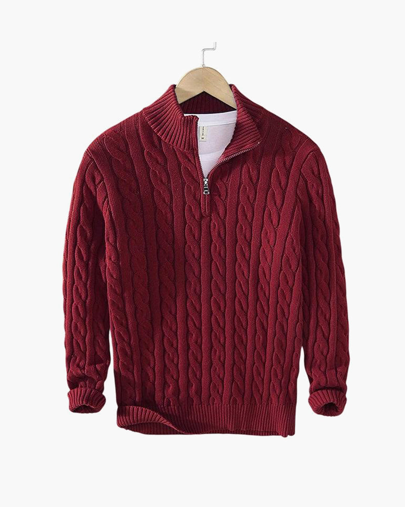 Camisola de Malha Entrançada com Fecho