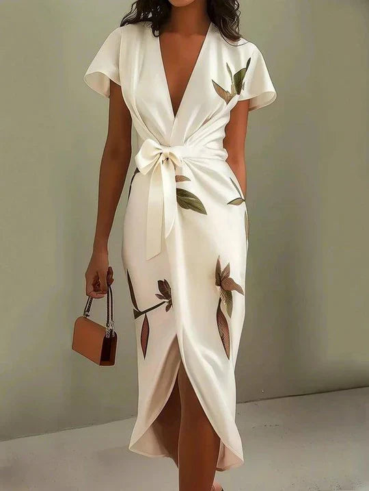 Elisa™ | Vestido Cruzado Elegante com Estampado Floral