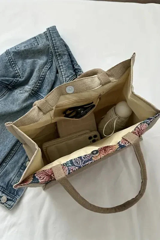 Taila Mala de Juta com Estampado Floral e Design Ecológico