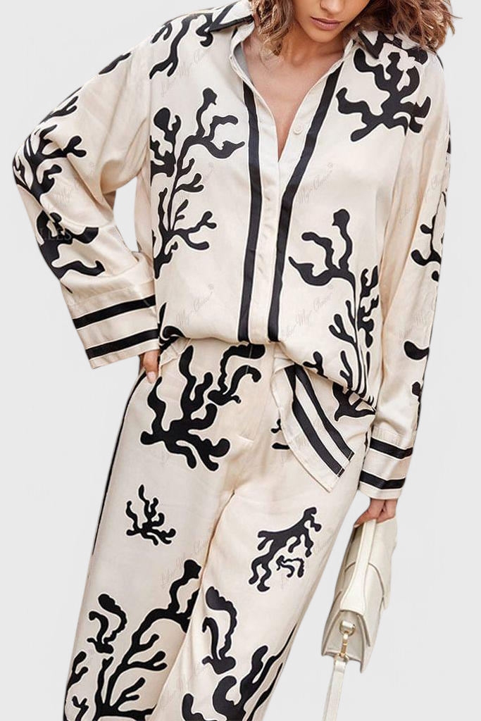 Nazaret Conjunto de Perna Larga com Estampado Artístico