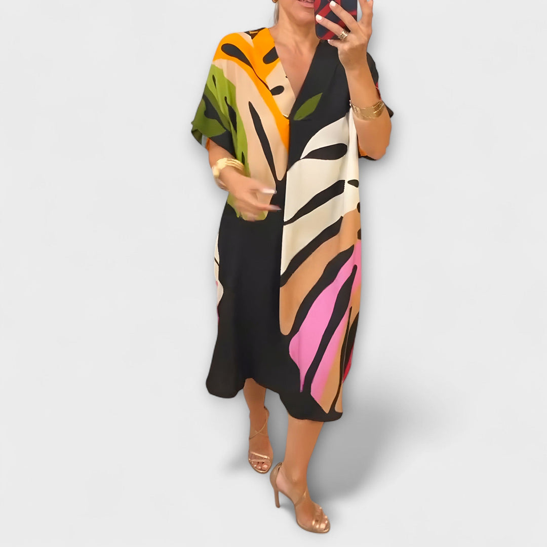 Roos - Vestidos Casuais com Estampados de Folhas Pintadas