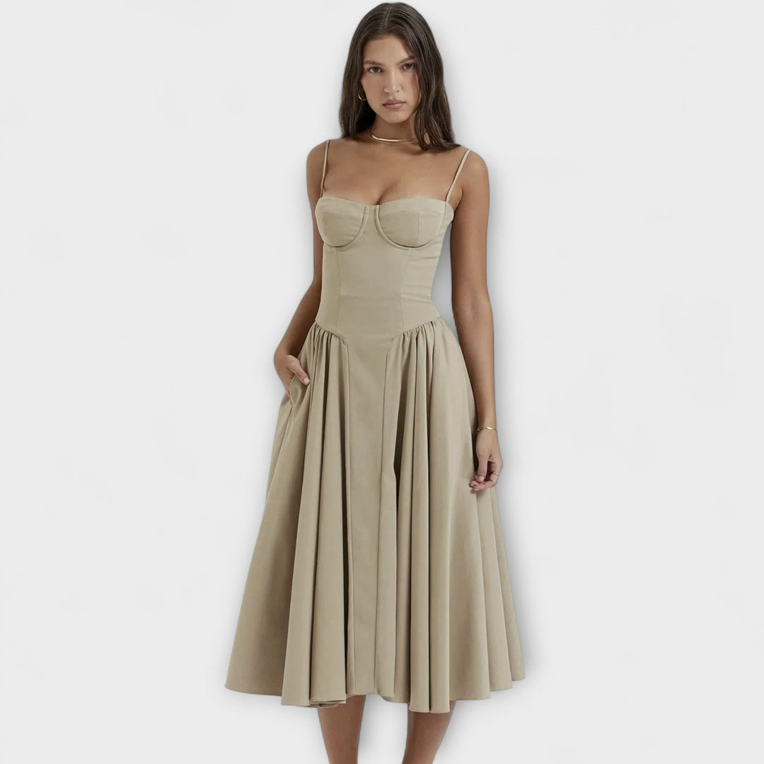 Rosalie - Vestido Elegante com Espartilho sem Mangas