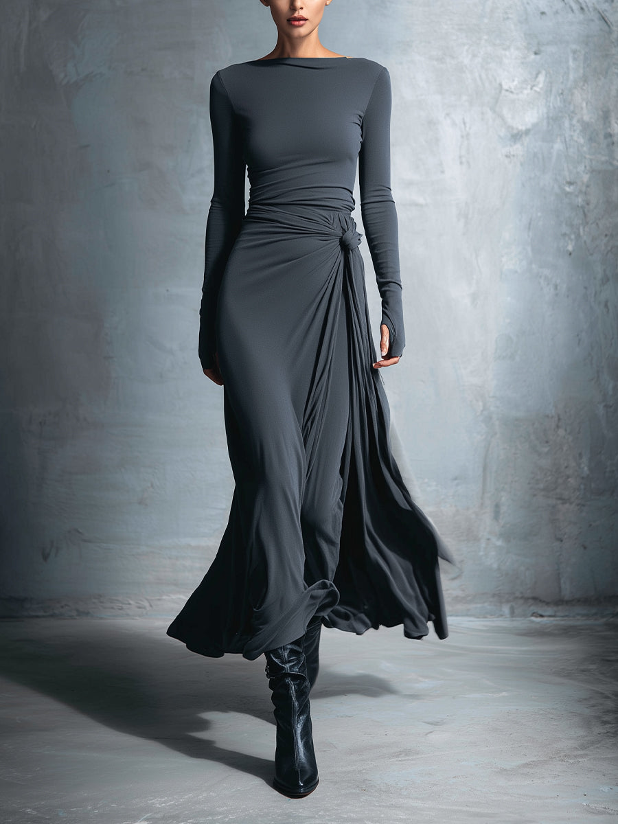 Alba - Vestido Comprido com Nó Lateral
