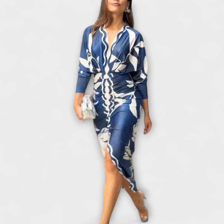 Cleo - Vestidos Midi Únicos com Mangas Dolman e Estampado Brasileiro