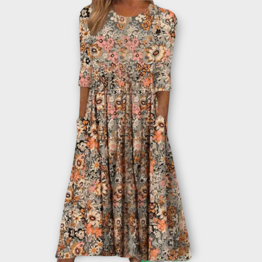 Paula - Elegantes Vestidos Florais de Tecido Premium