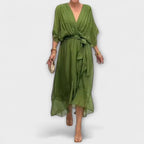 Amoura - Vestidos de Chiffon com Decote em V