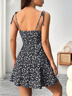 Vestido Mini de Mulher com Estampado Floral e Alças Anodadas