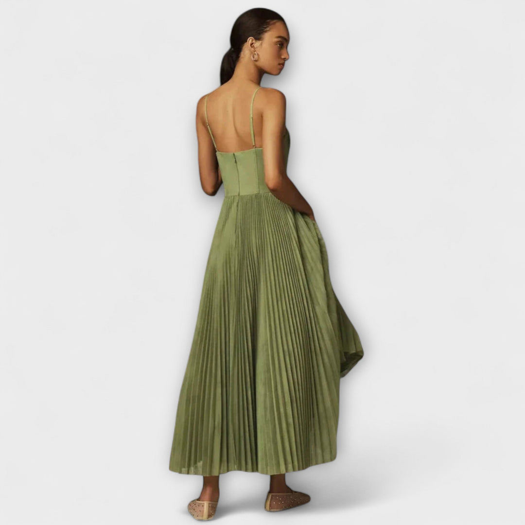 Marilyn - Vestido Midi com Bustier e Saia Franzida