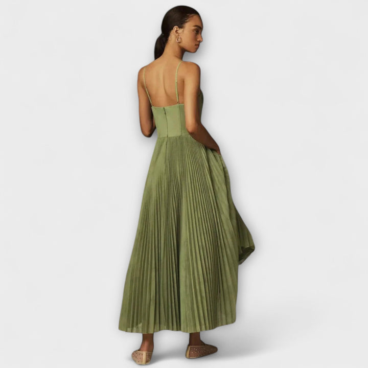 Marilyn - Vestido Midi com Bustier e Saia Franzida