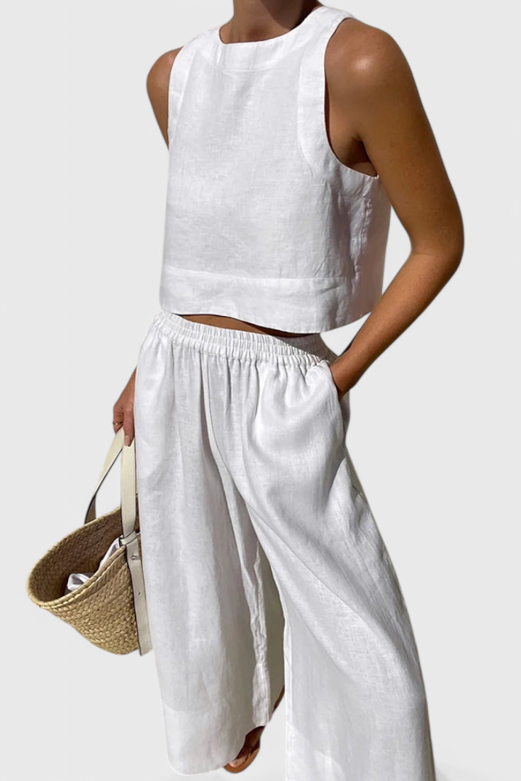Avelina Conjunto Minimalista em Algodão e Linho Leve