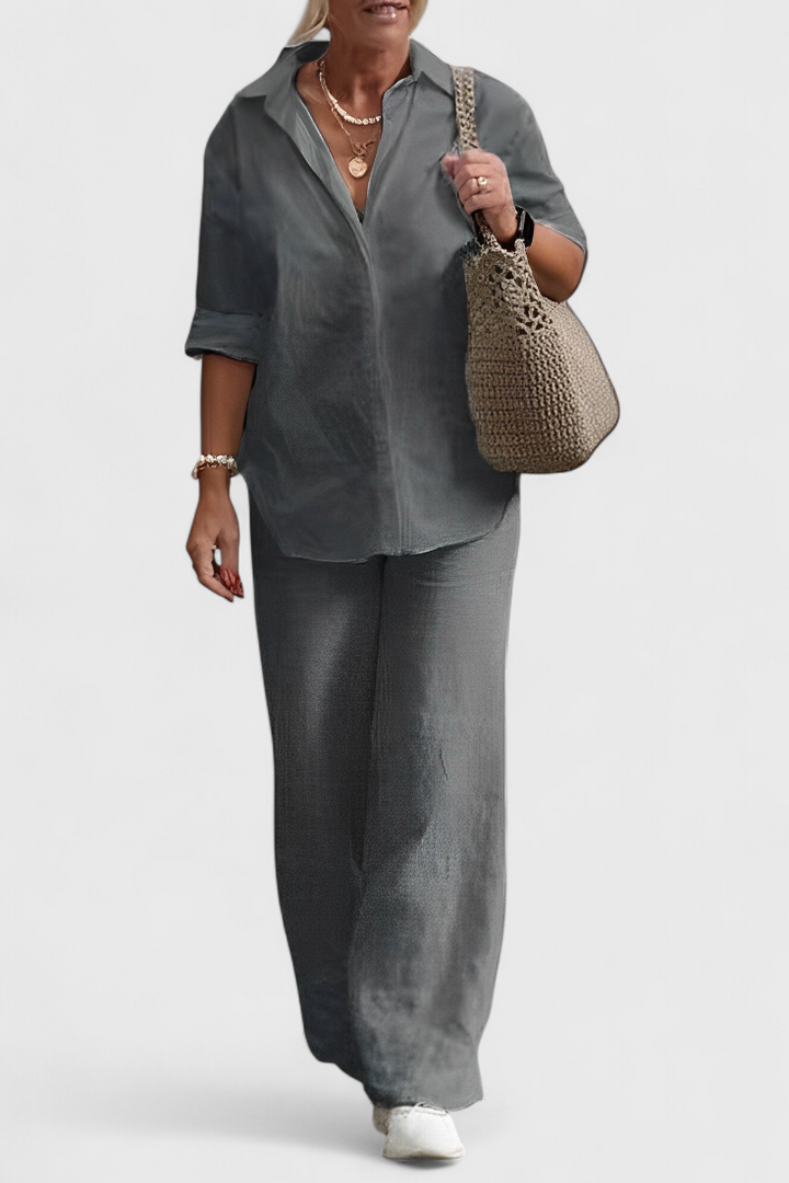 Skye Conjunto de Duas Peças em Linho e Algodão com Silhueta Relaxada