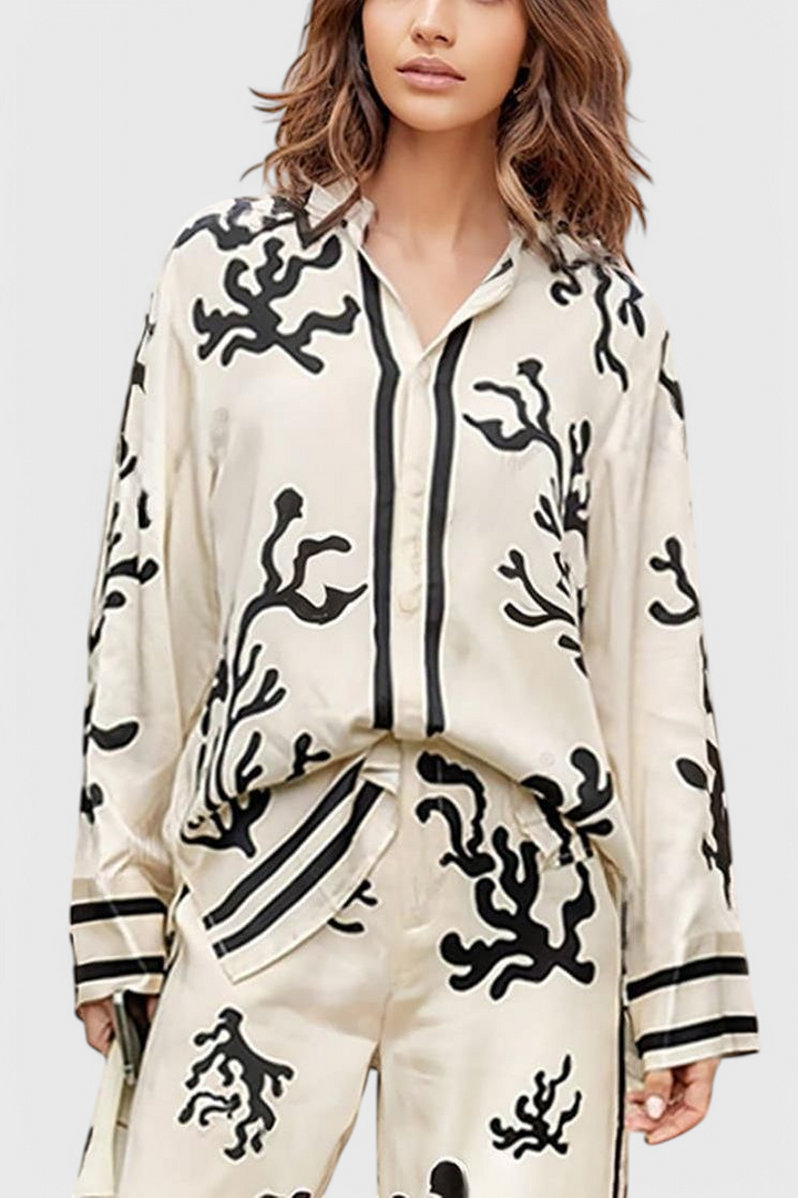 Nazaret Conjunto de Perna Larga com Estampado Artístico