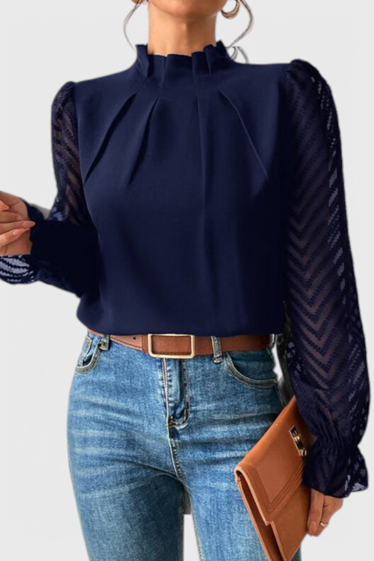 Helga - Blusa de Manga Comprida Náutica