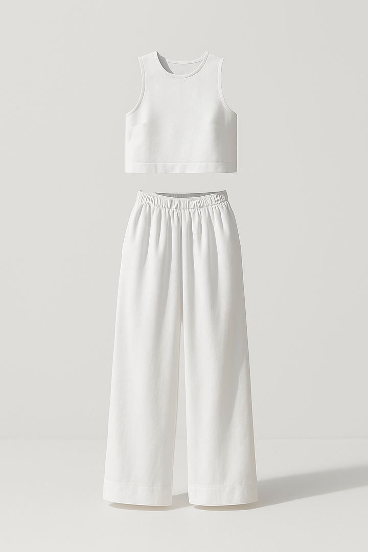 Avelina Conjunto Minimalista em Algodão e Linho Leve