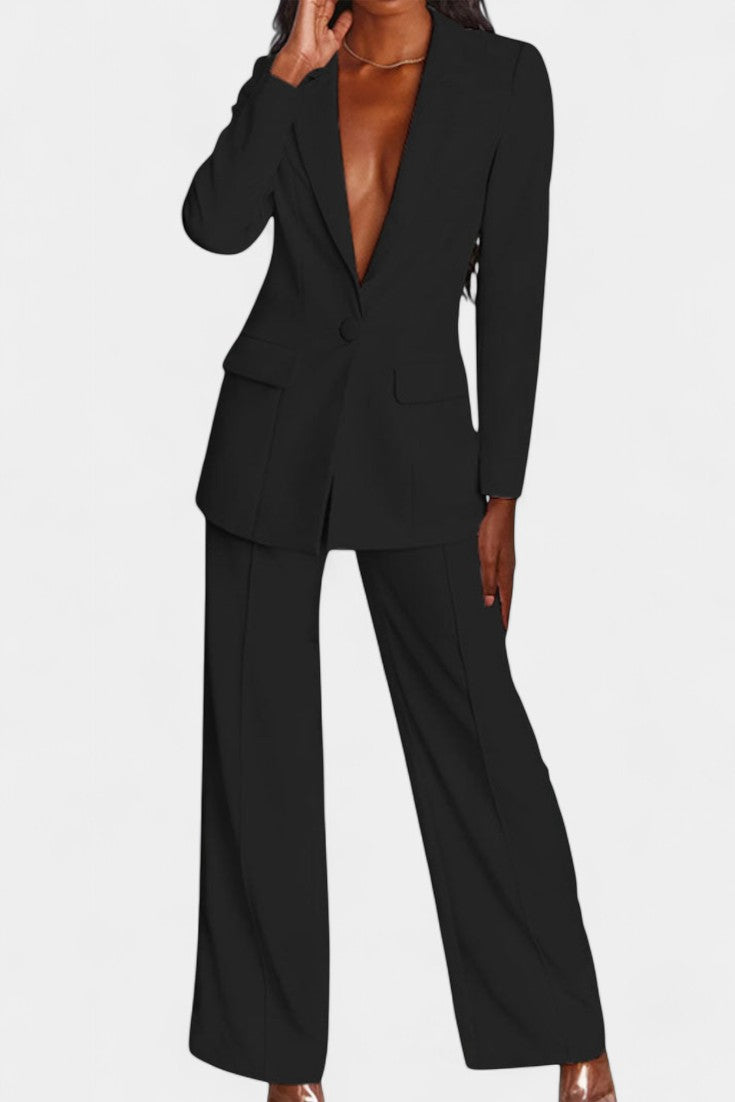 Marnie Conjunto de Blazer à Medida e Calças de Perna Larga