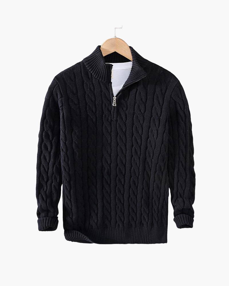 Camisola de Malha Entrançada com Fecho