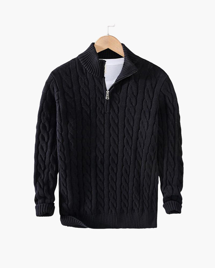 Camisola de Malha Entrançada com Fecho
