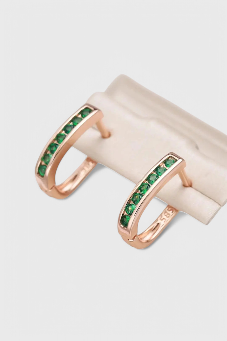 Brincos de Esmeralda e Diamante em Ouro