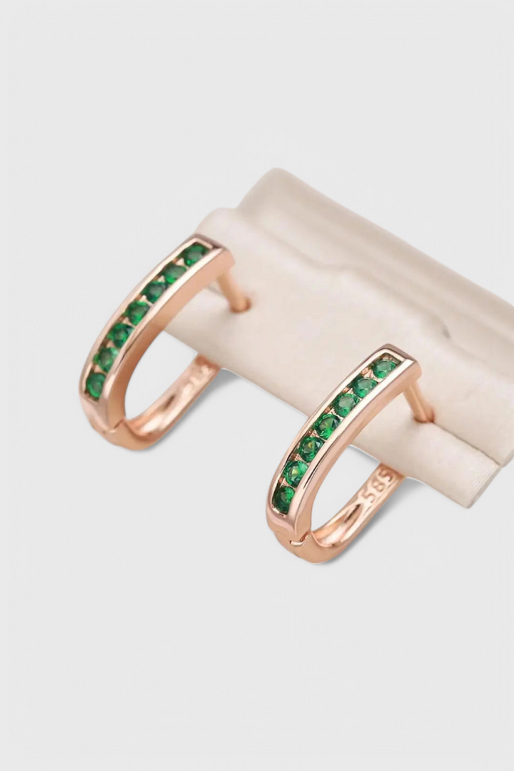 Brincos de Esmeralda e Diamante em Ouro
