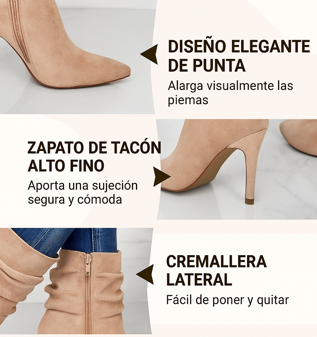 Catalina - Botins de Salto Fino com Biqueira