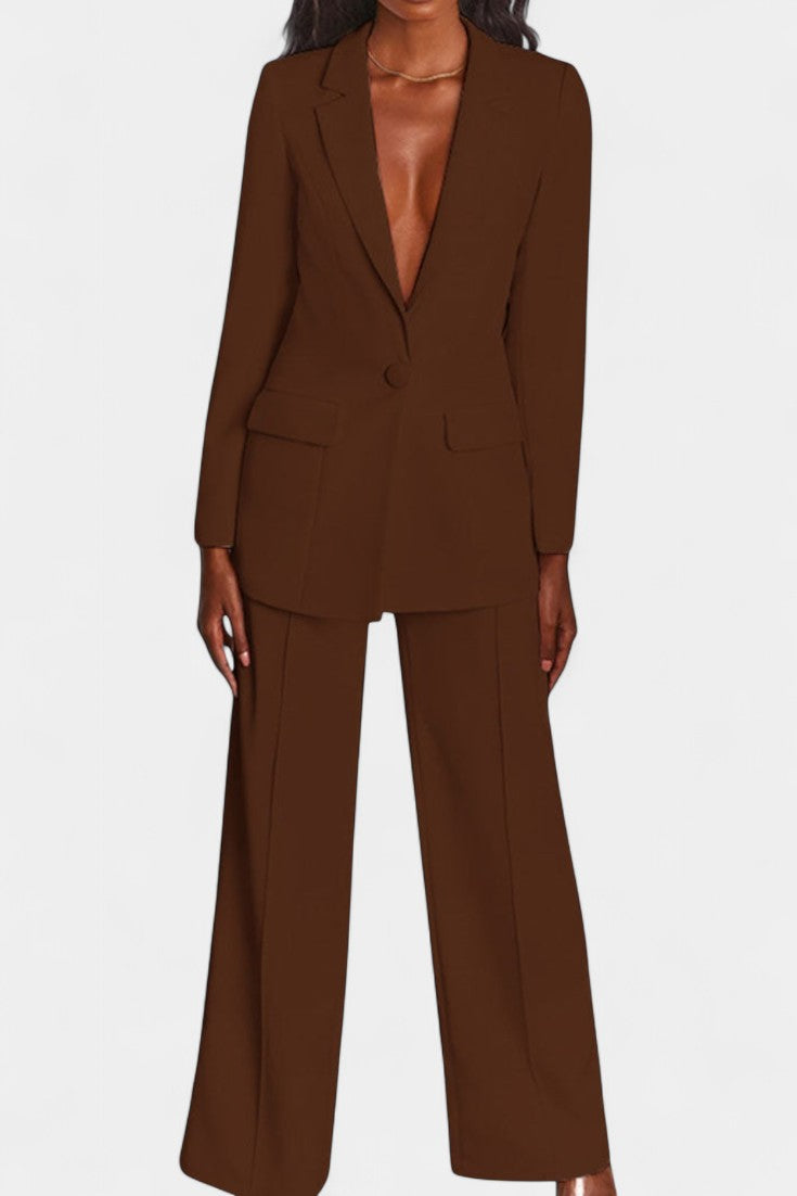Marnie Conjunto de Blazer à Medida e Calças de Perna Larga