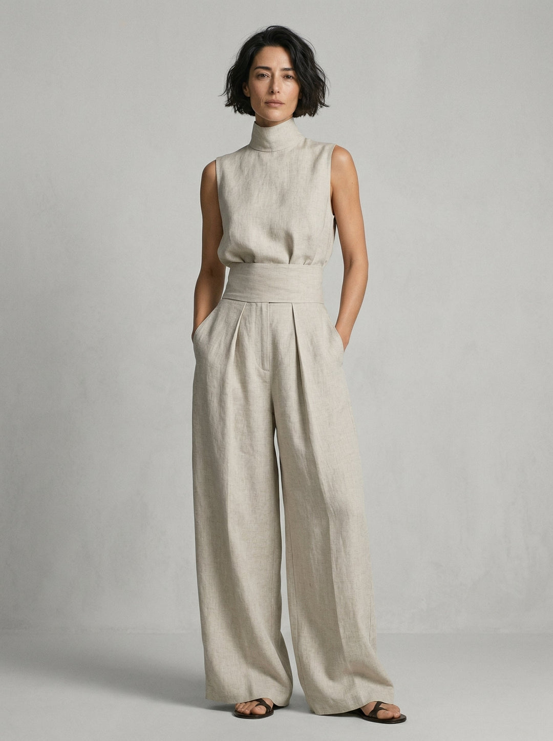 Nuria | Conjunto Minimalista de Blusa sem Mangas