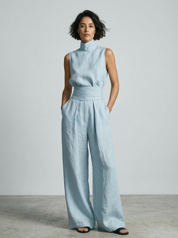 Nuria | Conjunto Minimalista de Blusa sem Mangas